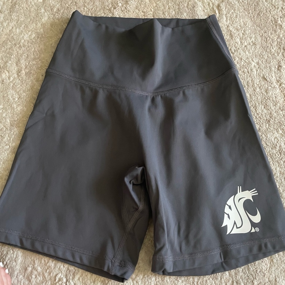 Women's Gray High Waisted Athletic Shorts-Washington State